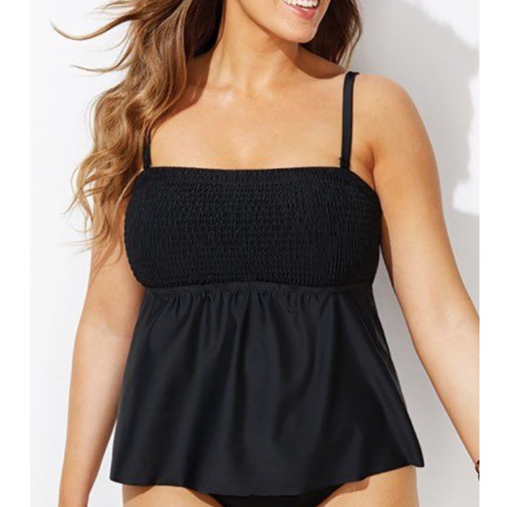 NWT Smocked Bandeau Tankini Top Swimsuits For All Size 16